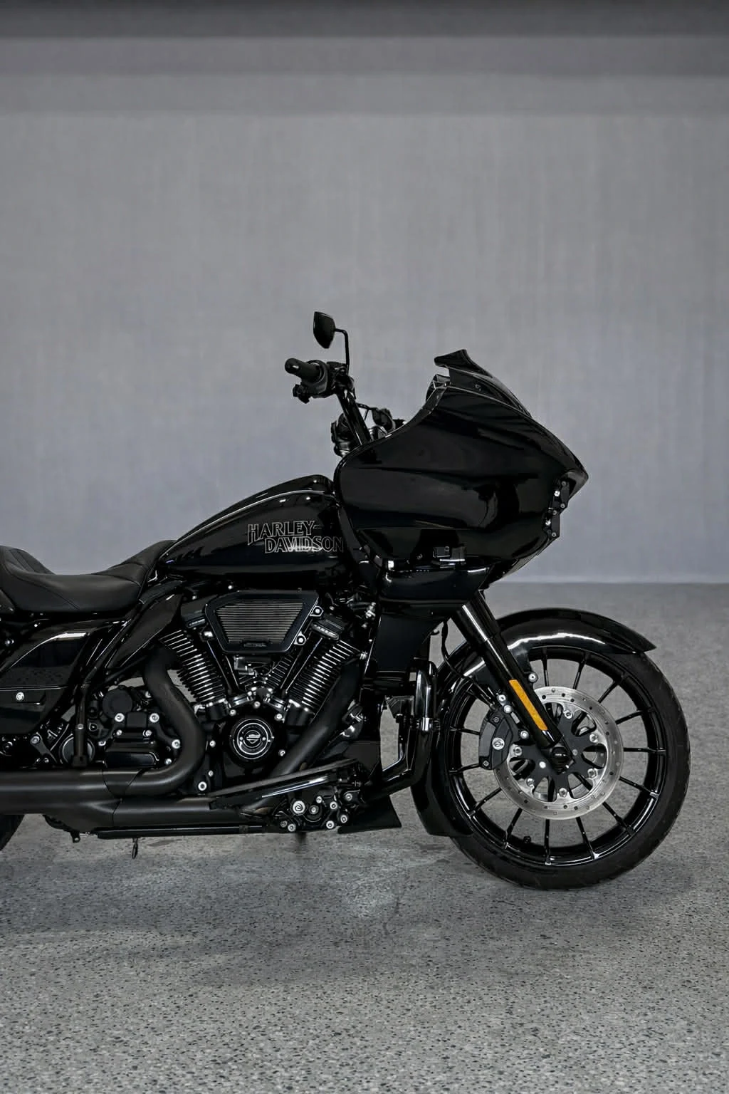 Black Harley-Davidson Road Glide after paint correction and ceramic coating
